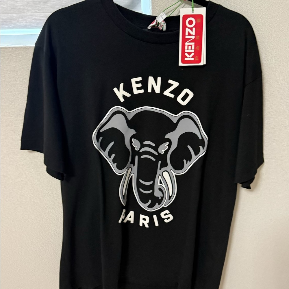 Kenzo Black Tee with Elephant Design